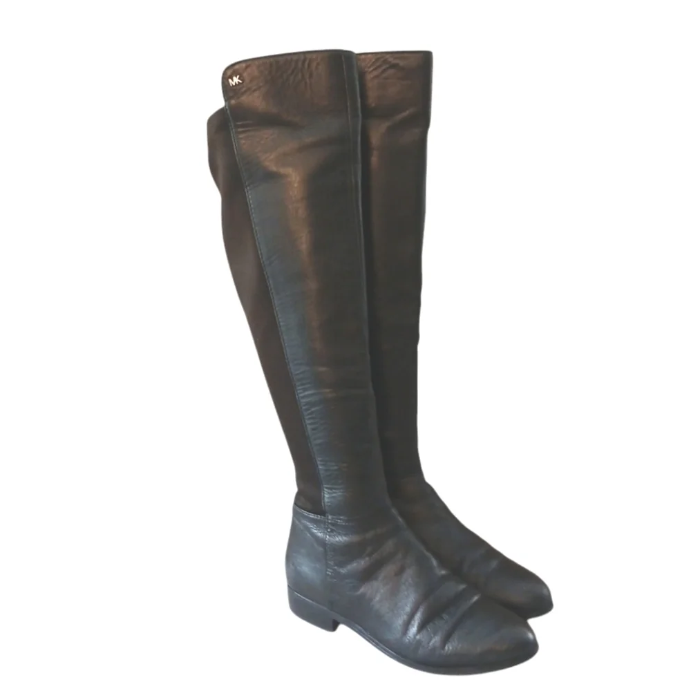 Michael Kors Bromley Black Riding Boots Women’s Knee High Leather Boots …